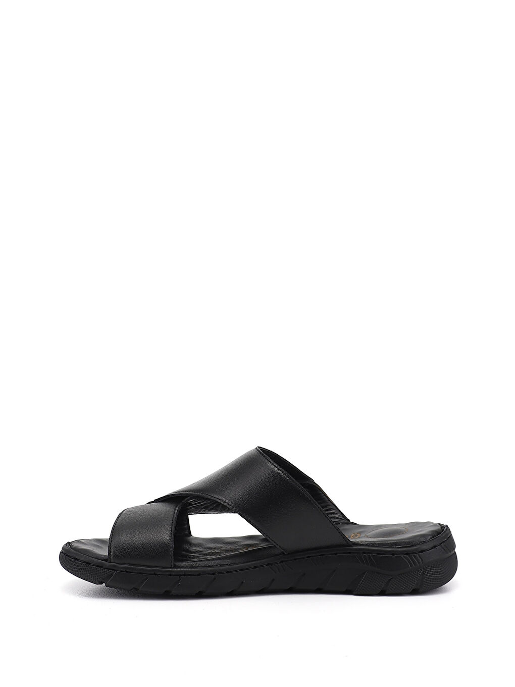 Siyah Erkek SİYAH Hakiki Deri Comfort Terlik-3