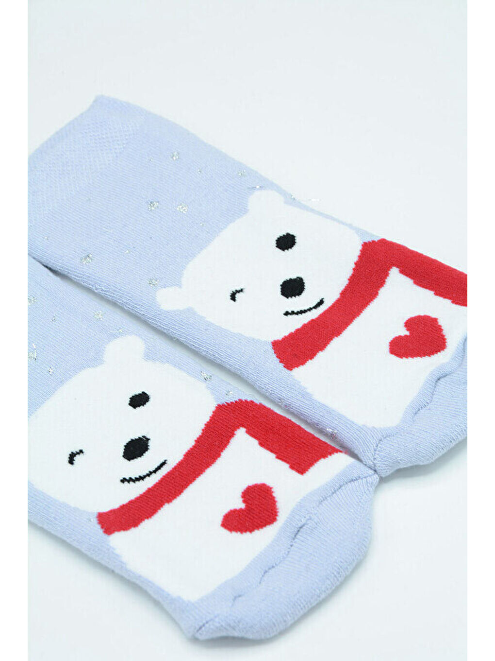 Bebek Mavi Sevimli Ayıcık Desenli Patik Çorap-1