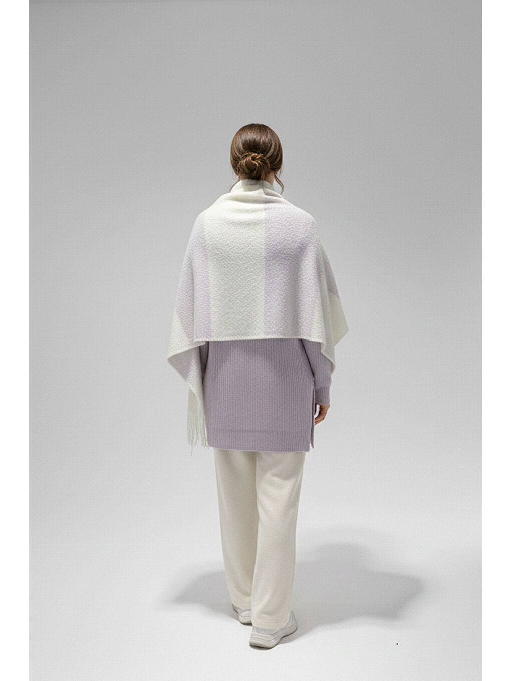 Kadın Yumuşak Dokulu Kalın Şal Atkı 15951 - Lila-2