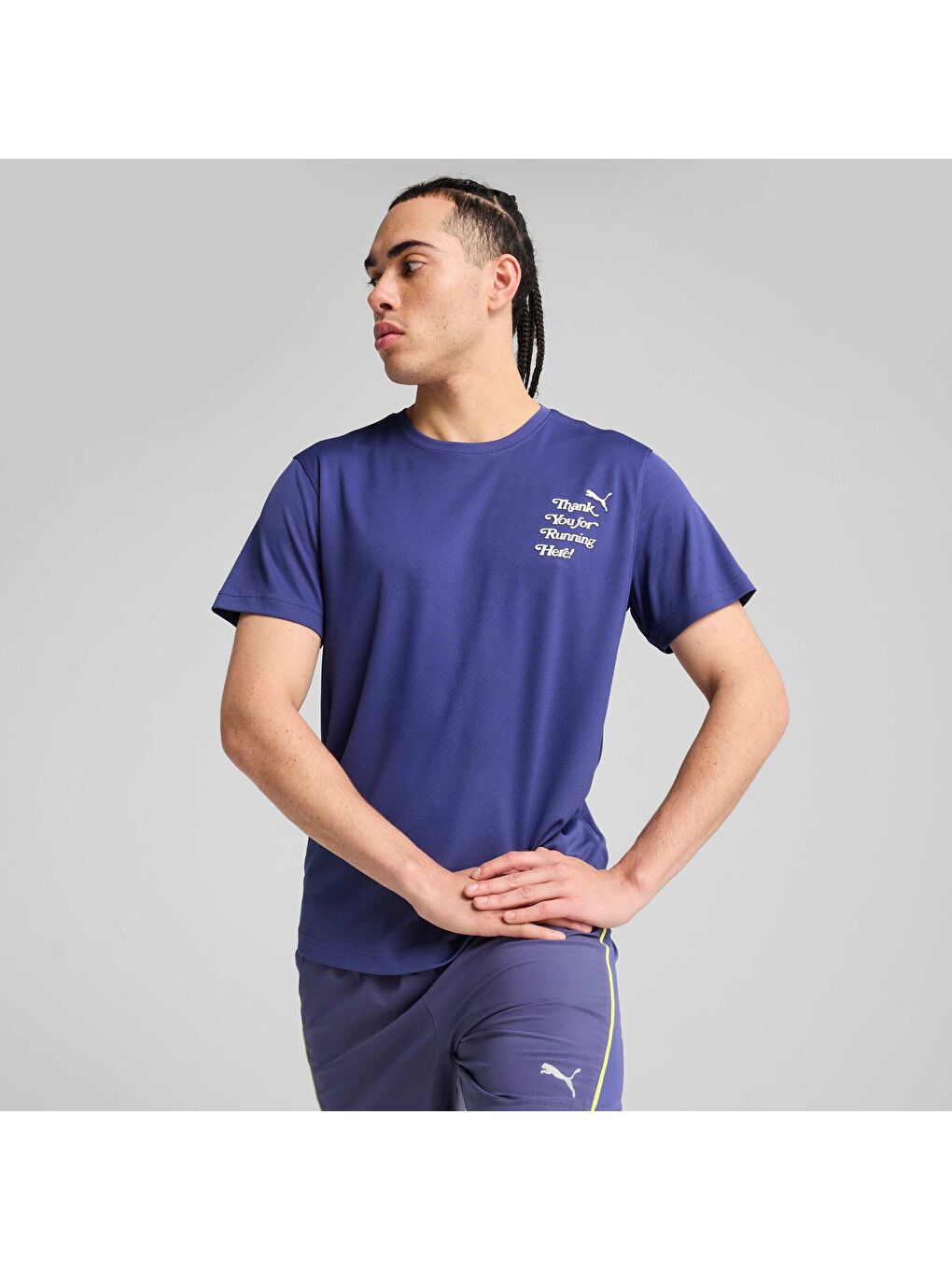 Mavi GRAPHICS Slogan Erkek Koşu Tişörtü-4