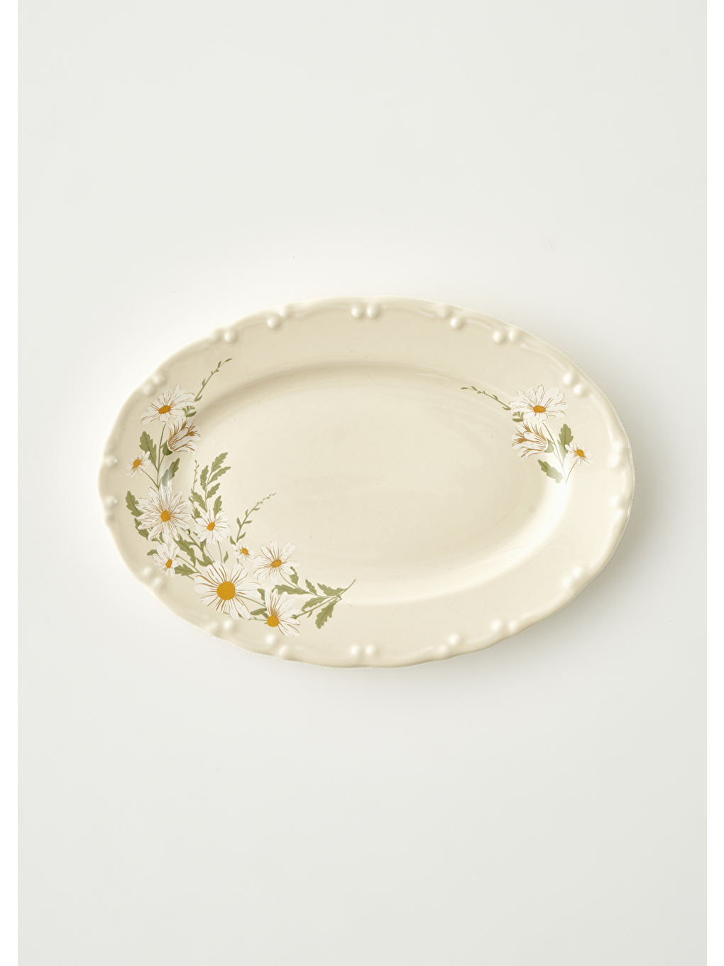 Ekru Daisy Porselen Sunum Tabağı Krem (25 cm)