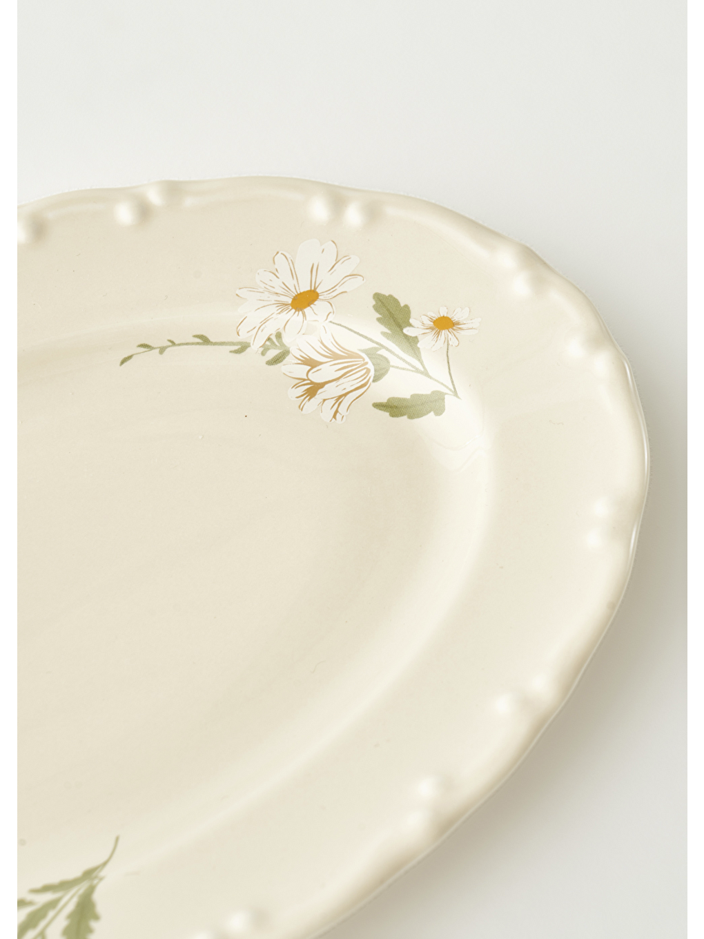 Ekru Daisy Porselen Sunum Tabağı Krem (25 cm)-1