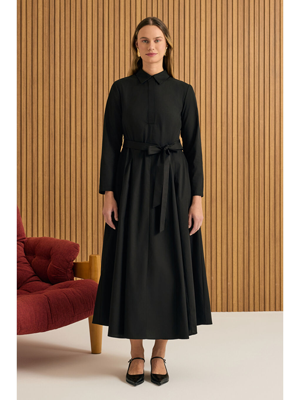 Siyah Pamuk Elbise-1