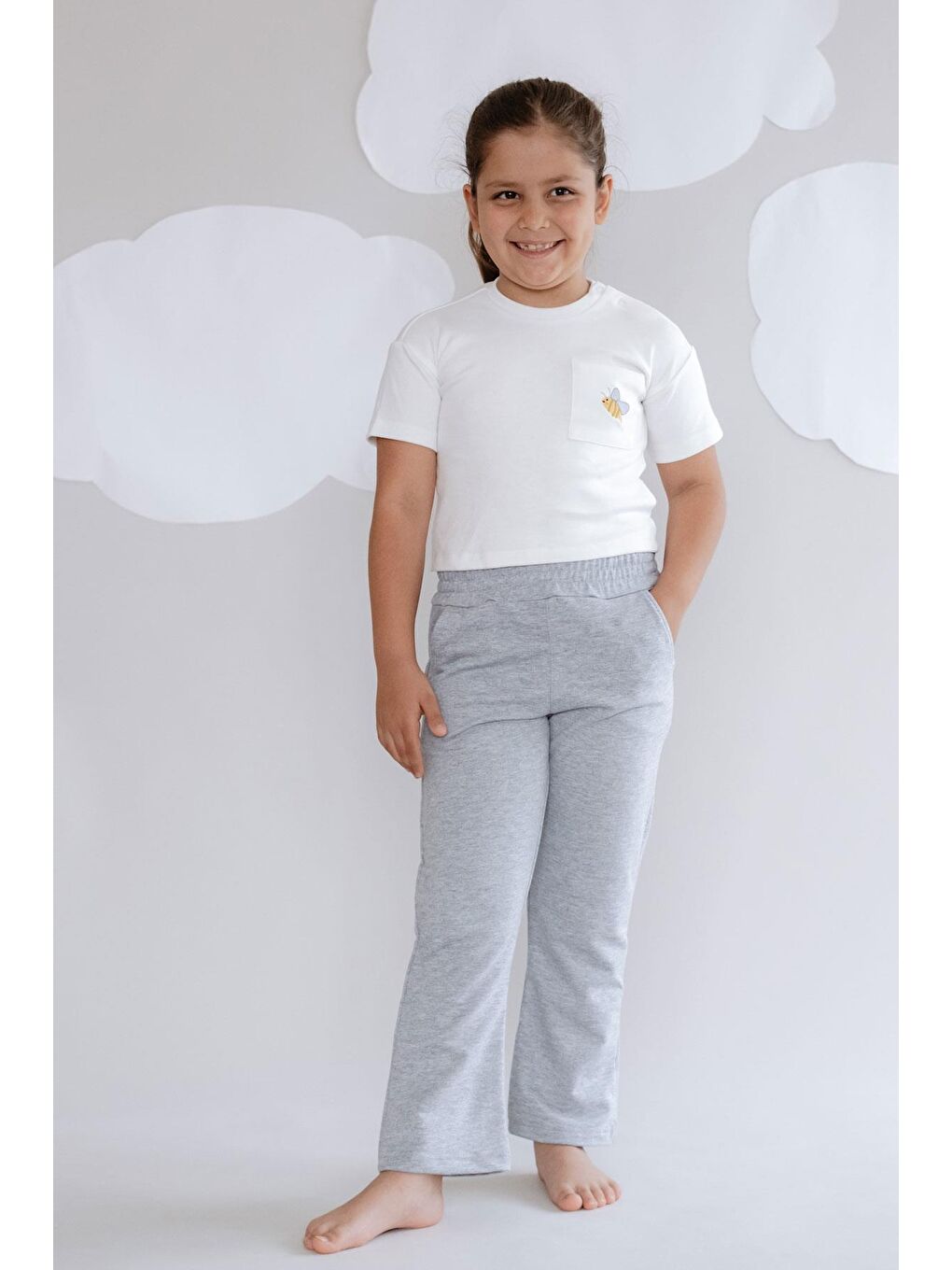 Kız Çocuk İspanyol Paça Eşofman Altı 761 Gri