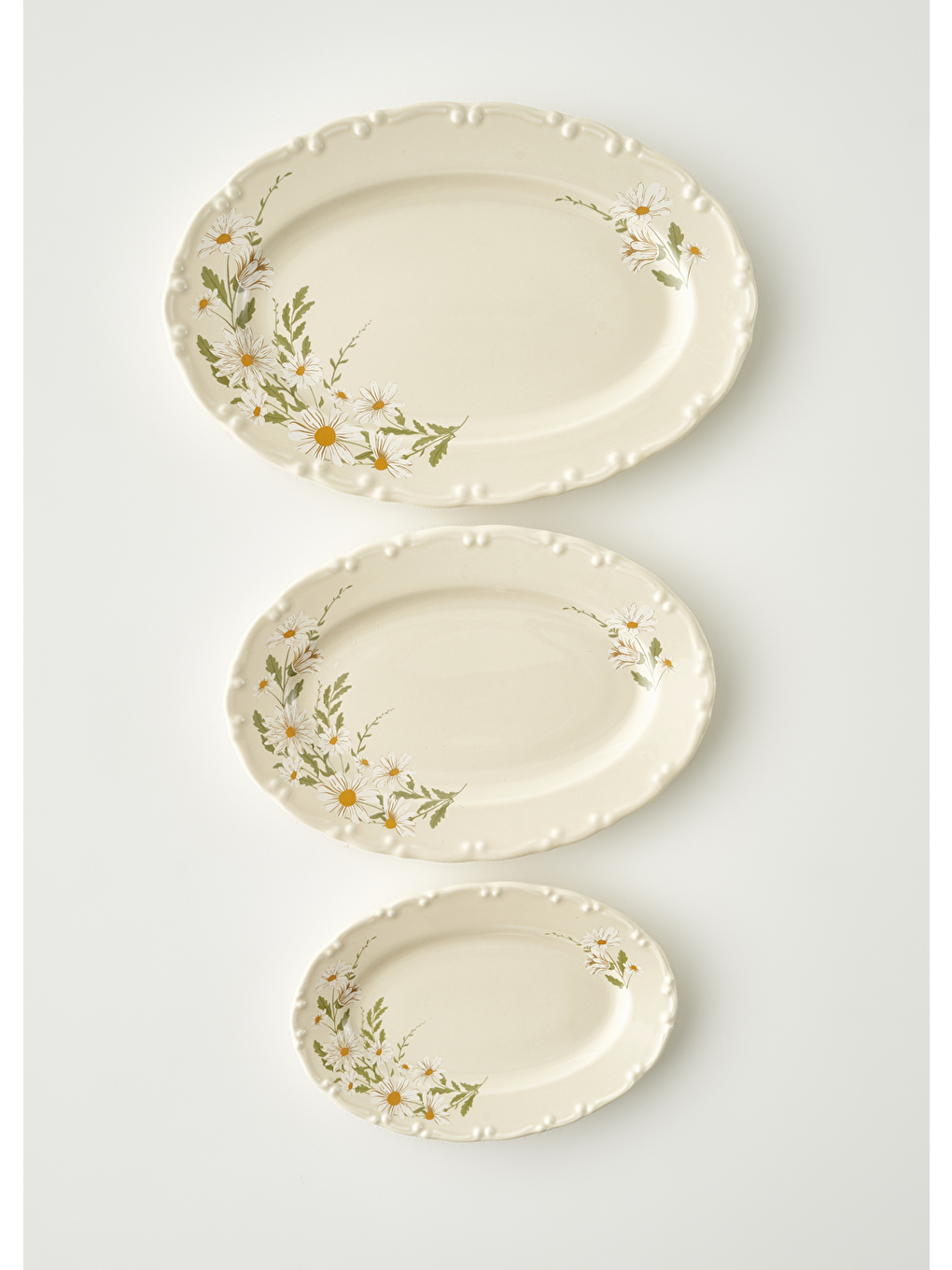 Ekru Daisy Porselen Sunum Tabağı Krem (25 cm)-2