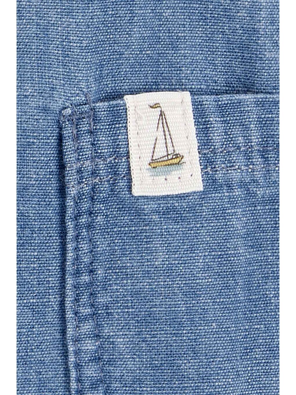 Mavi Erkek Bebek Kısa Tulum-2