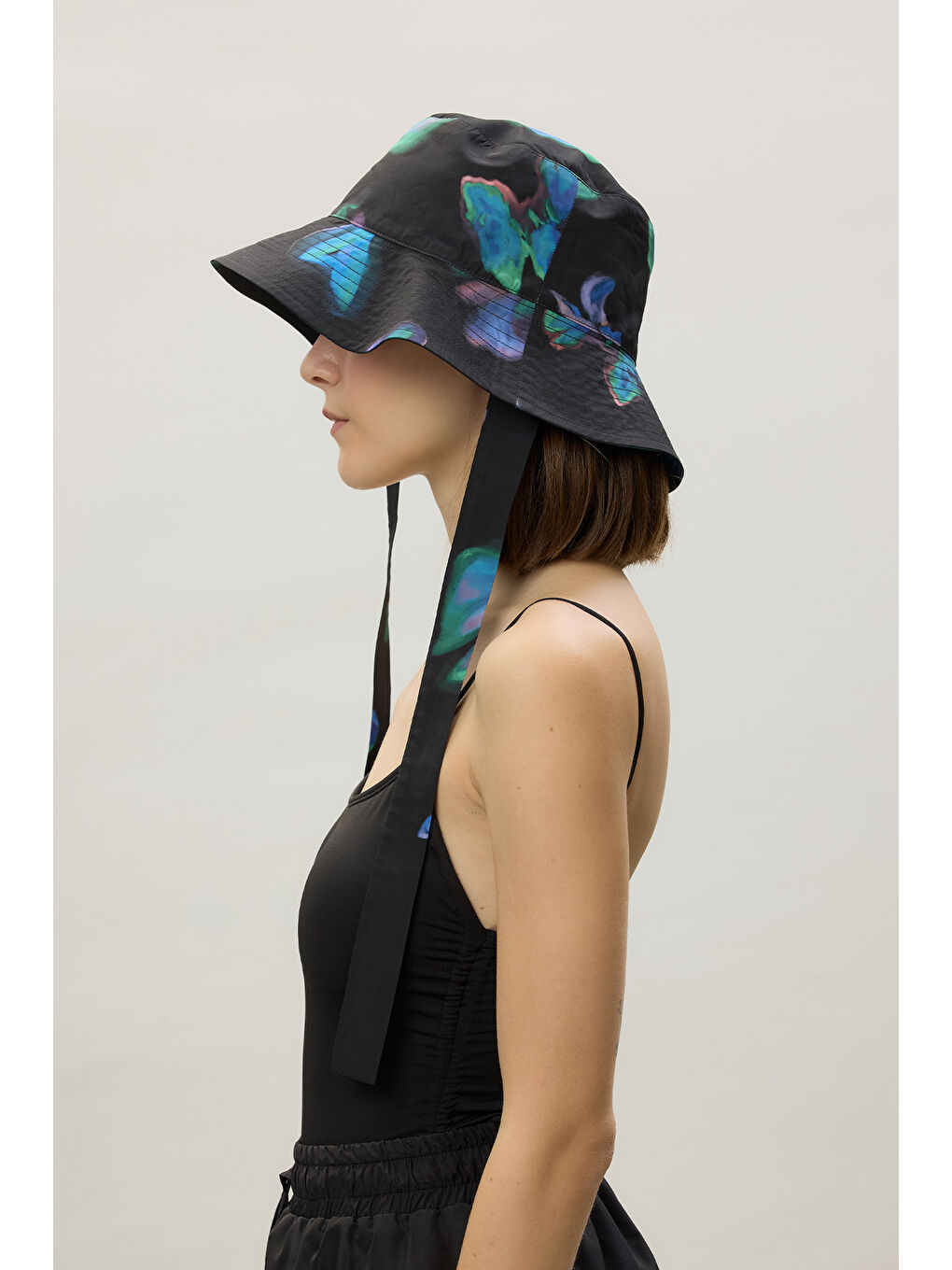 Siyah Bağlamalı Bucket Şapka Brush-2