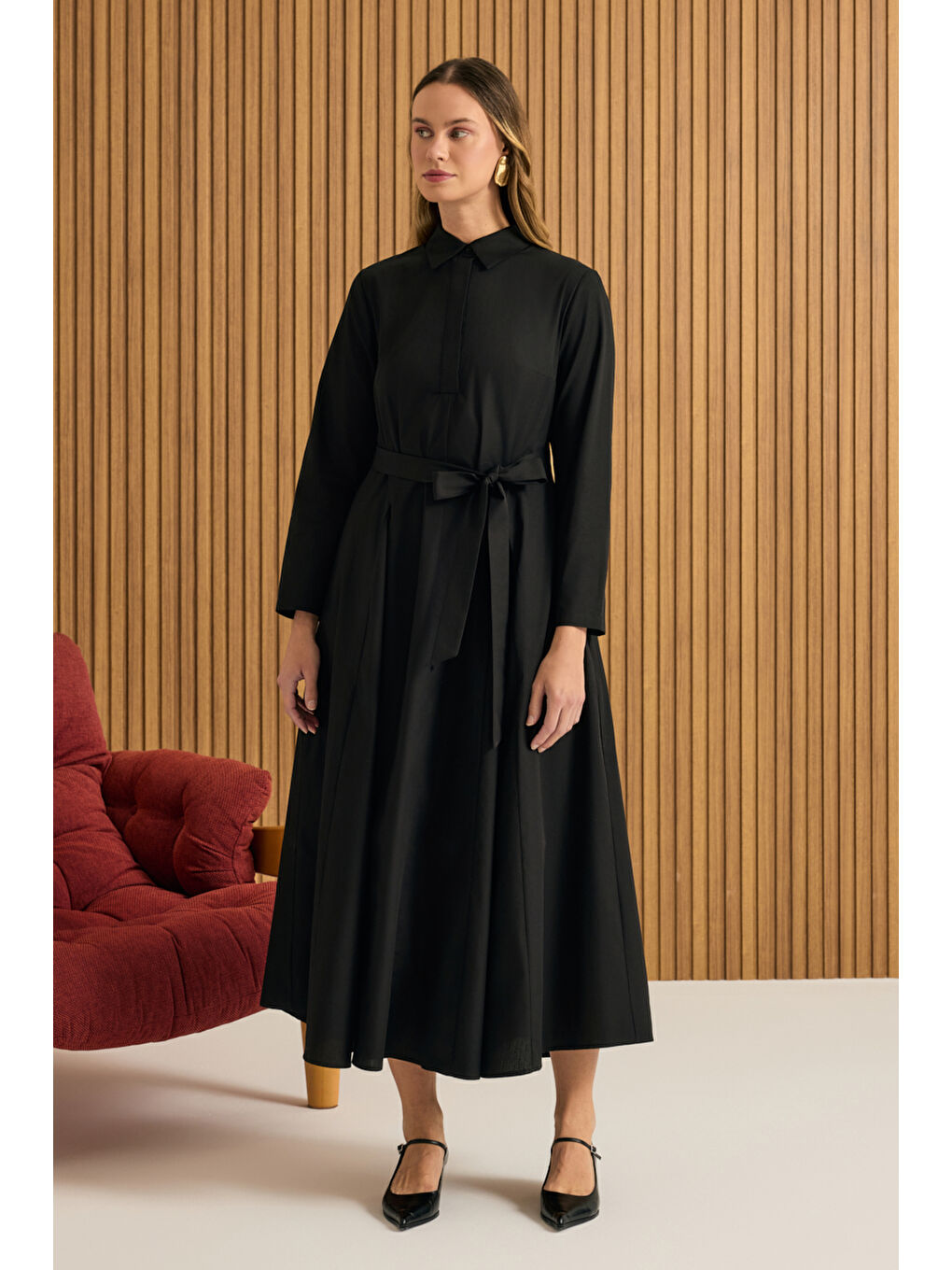 Siyah Pamuk Elbise-2