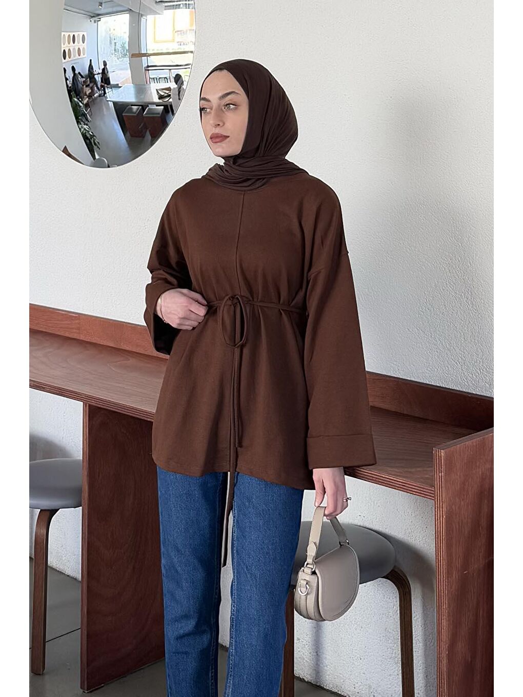 Yırtmaç Detaylı Sweat Acı Kahverengi-1