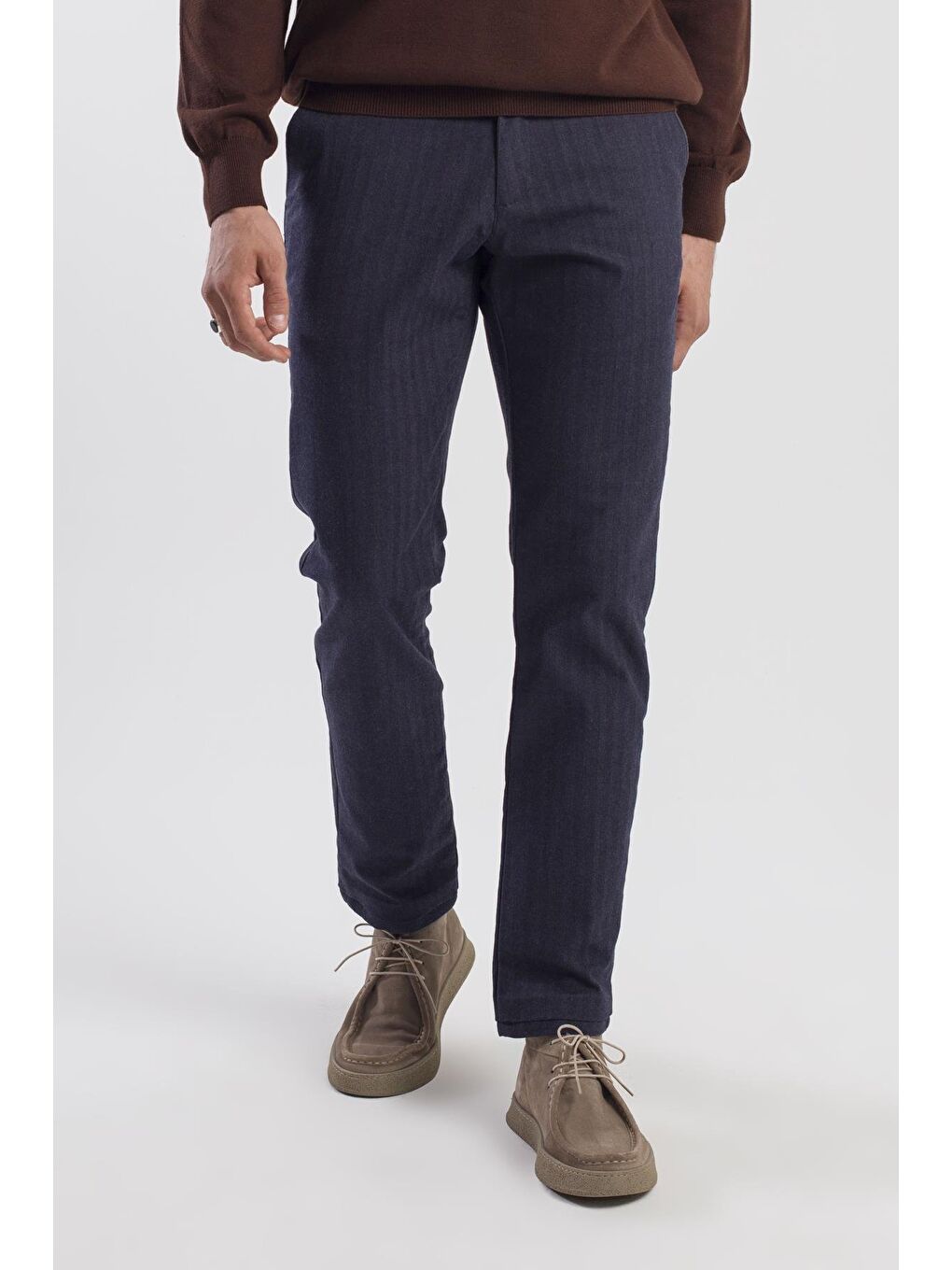 Lacivert Comfort Fit Pamuklu Yan Cep Pantolon