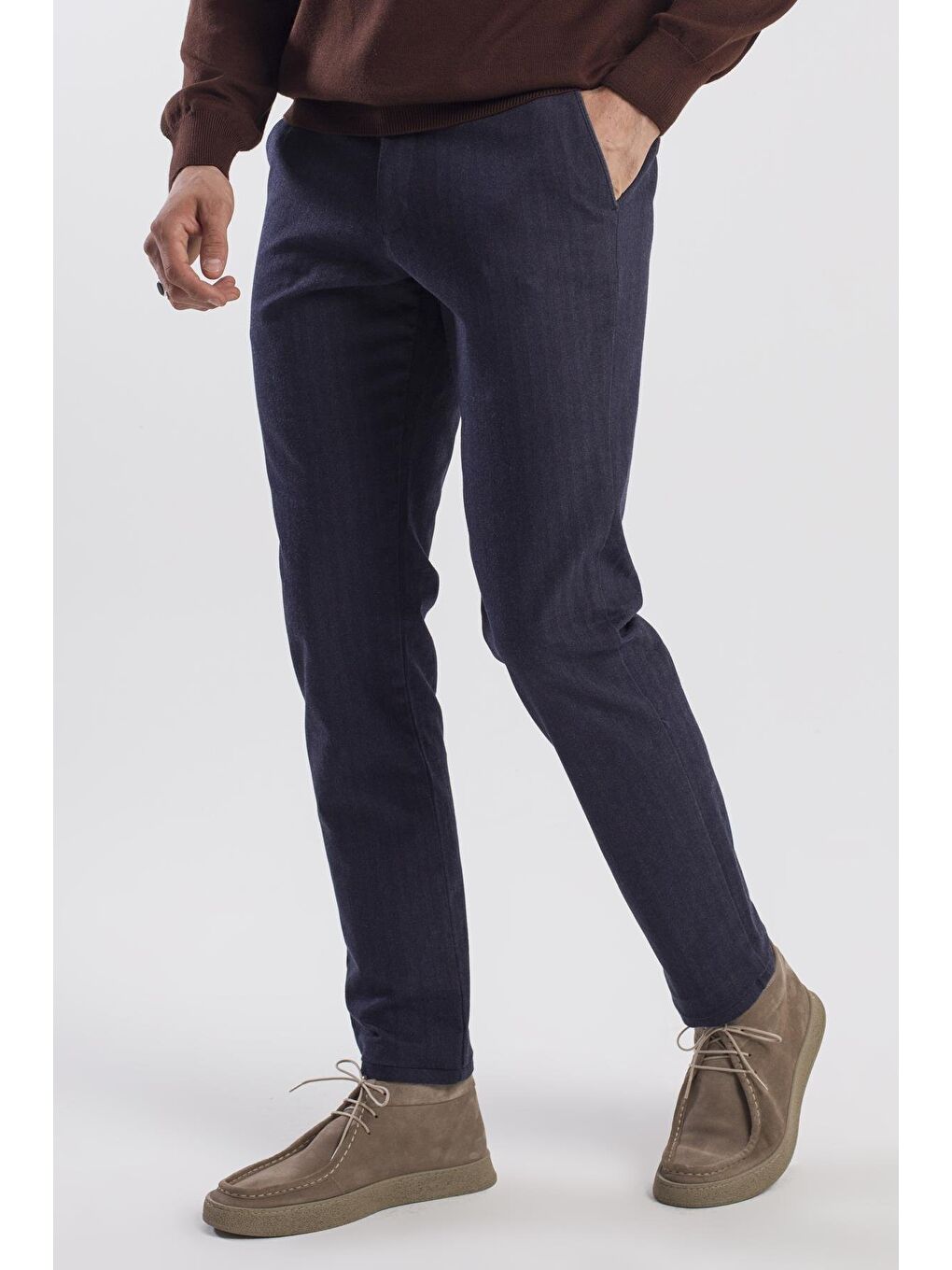 Lacivert Comfort Fit Pamuklu Yan Cep Pantolon-2