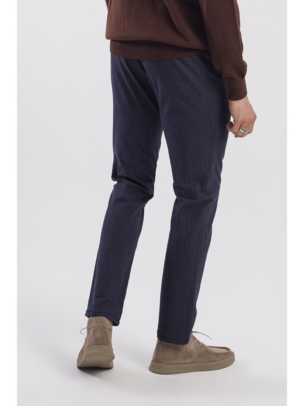 Lacivert Comfort Fit Pamuklu Yan Cep Pantolon-3