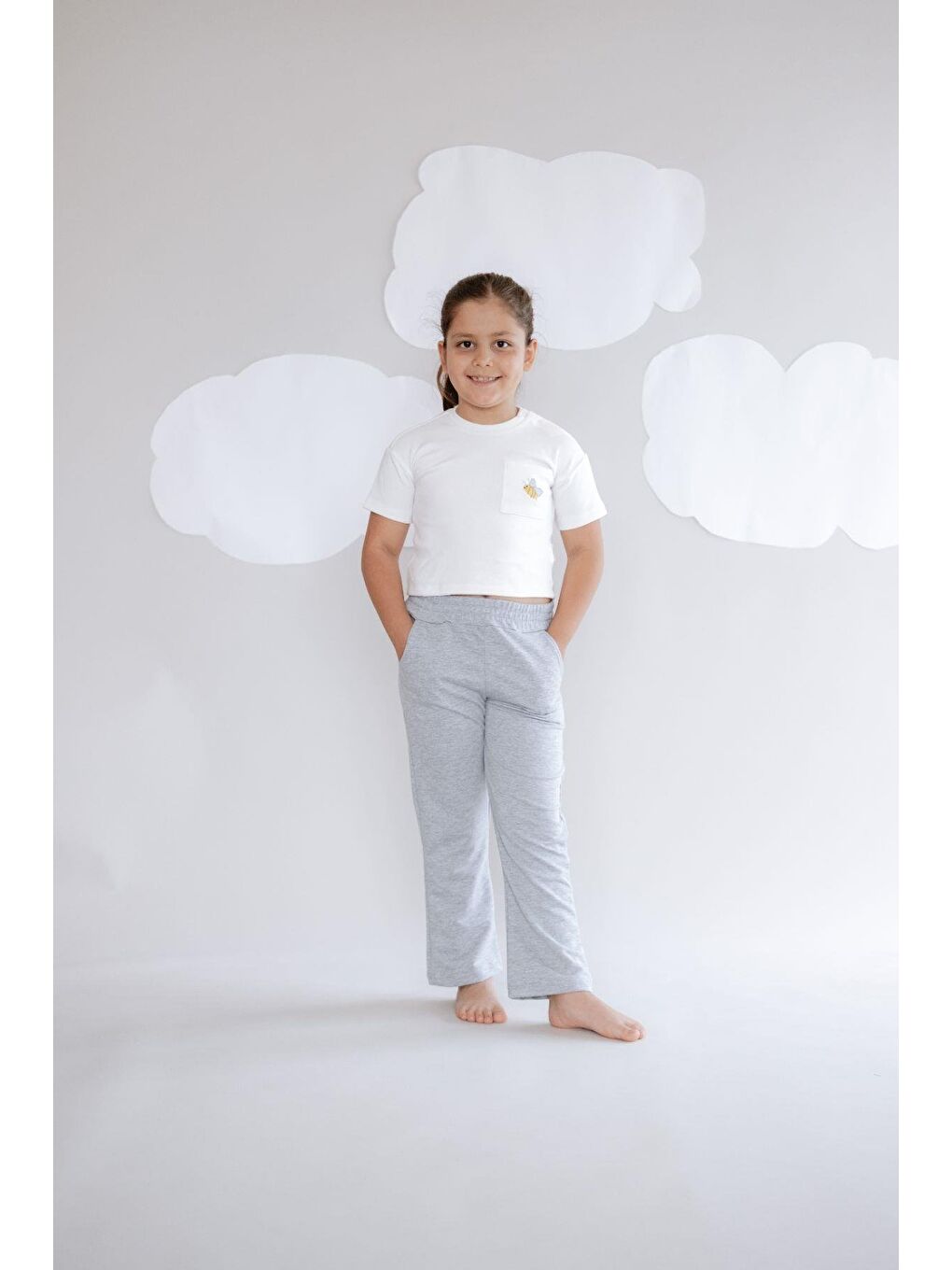 Kız Çocuk İspanyol Paça Eşofman Altı 761 Gri-2