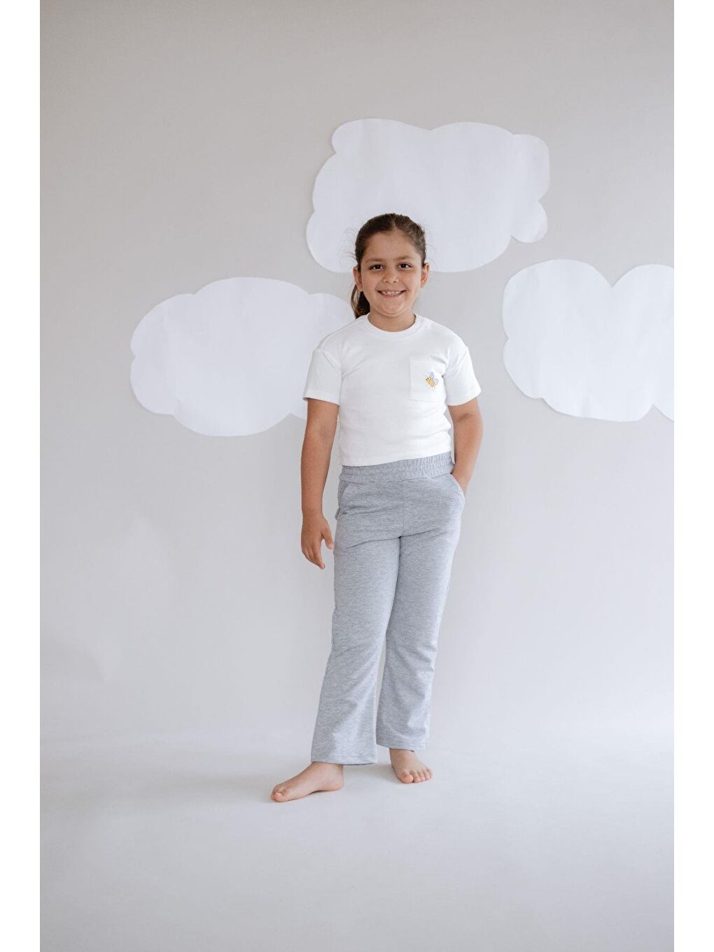 Kız Çocuk İspanyol Paça Eşofman Altı 761 Gri-4