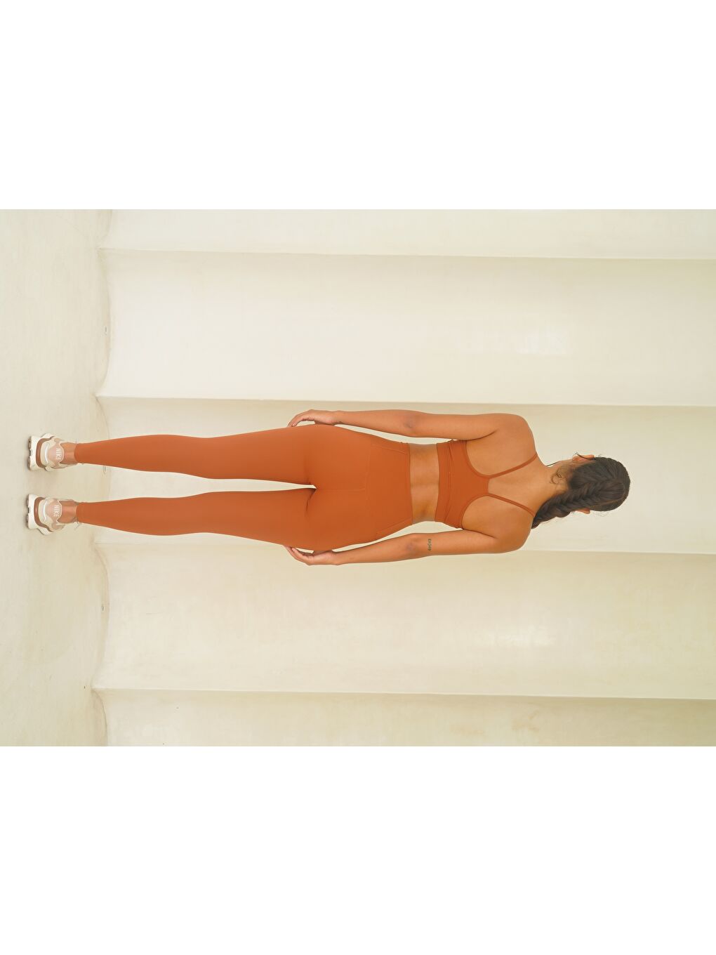 Kahverengi Fold Bilek Hizasında Tarçın Tayt-3