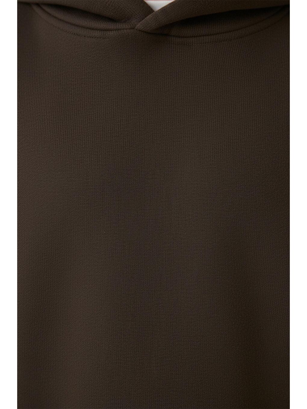 Unisex Çocuk Basic Pamuklu Kapüşonlu Sweatshirt - Kahverengi-2