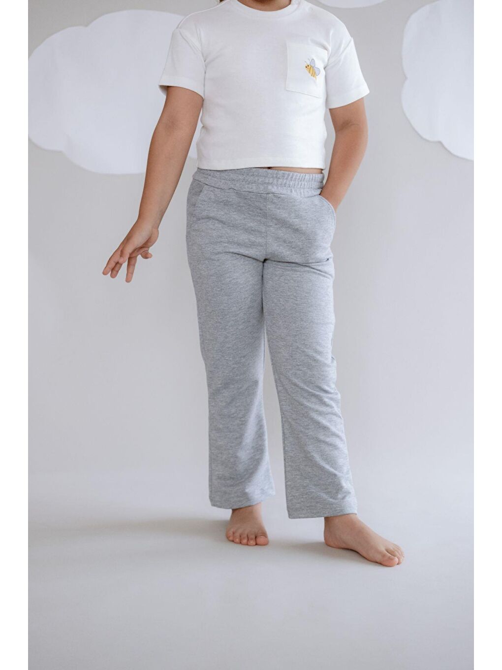 Kız Çocuk İspanyol Paça Eşofman Altı 761 Gri-6