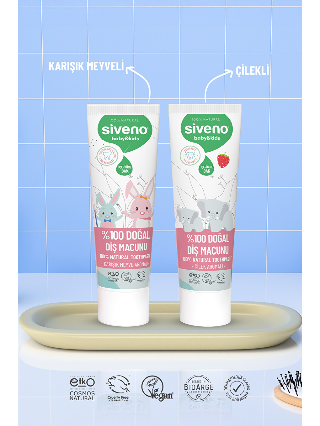 %100 Doğal Diş Macunu Bebek ve Çocuk İçin Çilekli Aromalı Florürsüz 50 ml-5