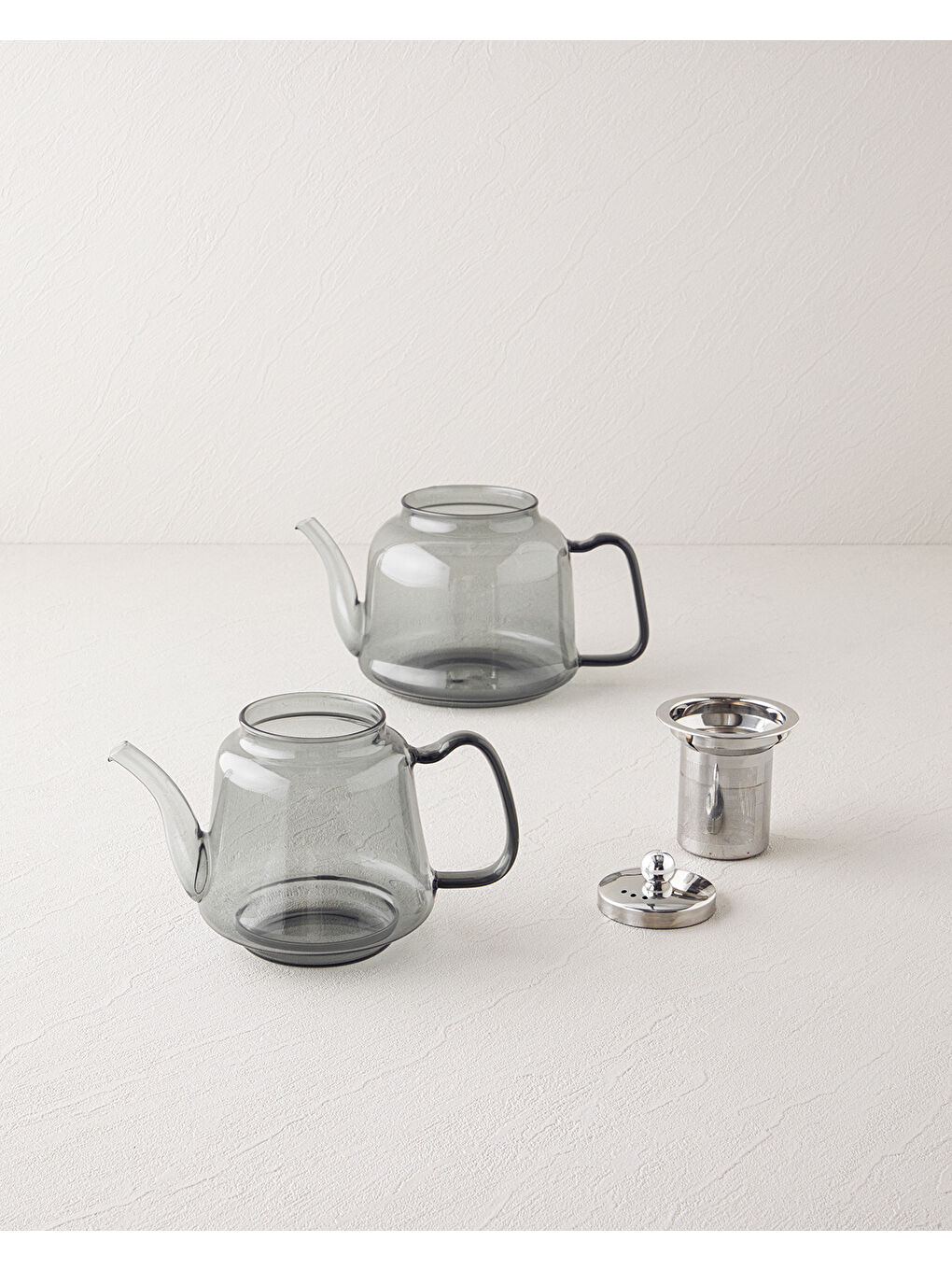 Odin Borosilikat Cam Çaydanlık 600-1200 ml Gri-1