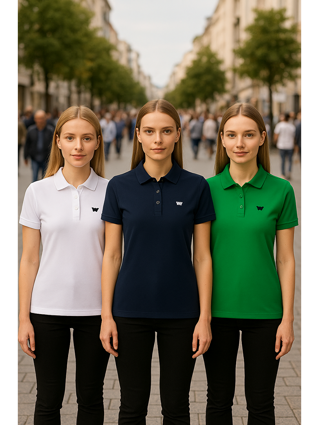 Beyaz Kadın 3 Lü Paket Basic Armalı Düz Polo Yaka Tişört