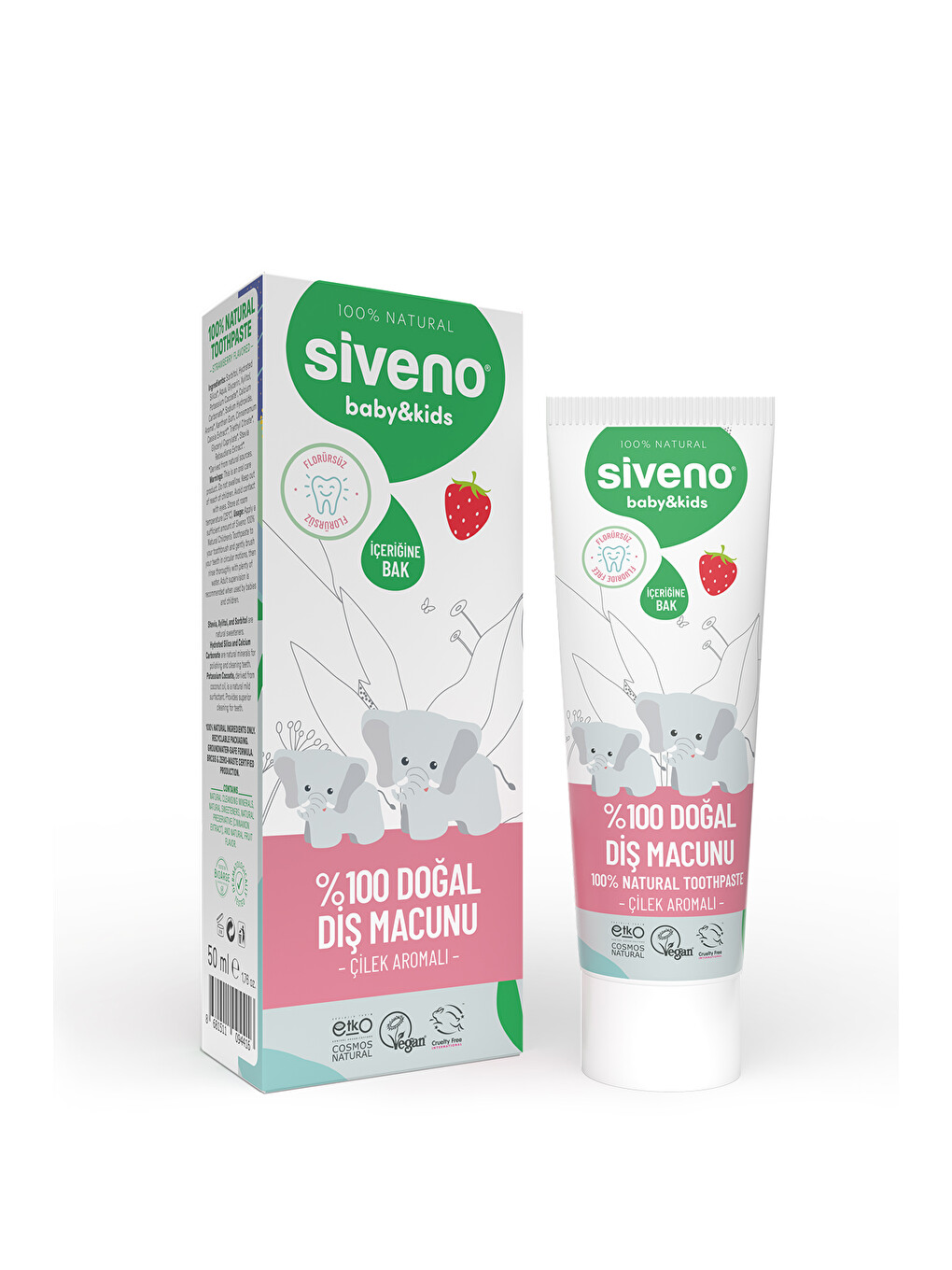 %100 Doğal Diş Macunu Bebek ve Çocuk İçin Çilekli Aromalı Florürsüz 50 ml-7