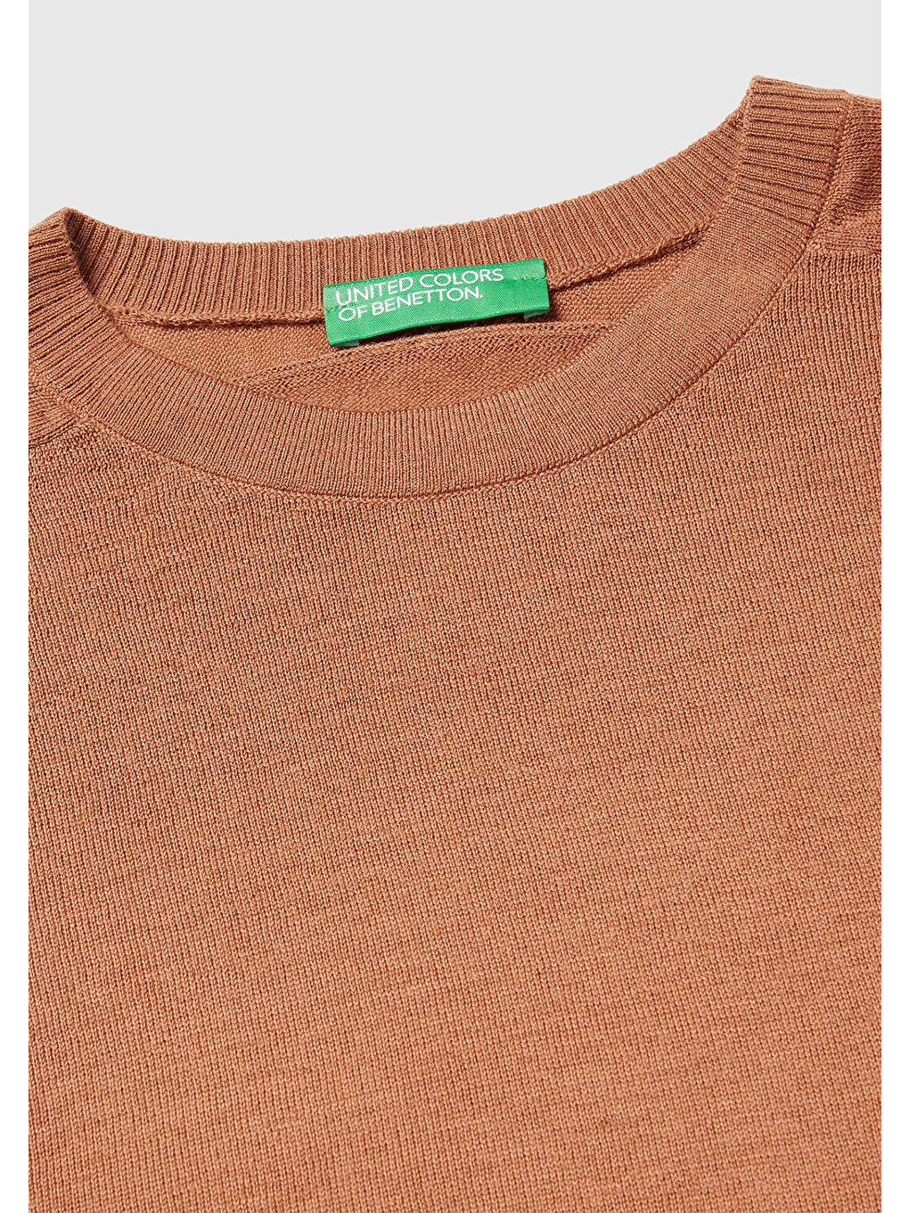 Kahverengi Kadın Taba  %100 Yün Bisiklet Yaka Kısa Kollu Kazak-6