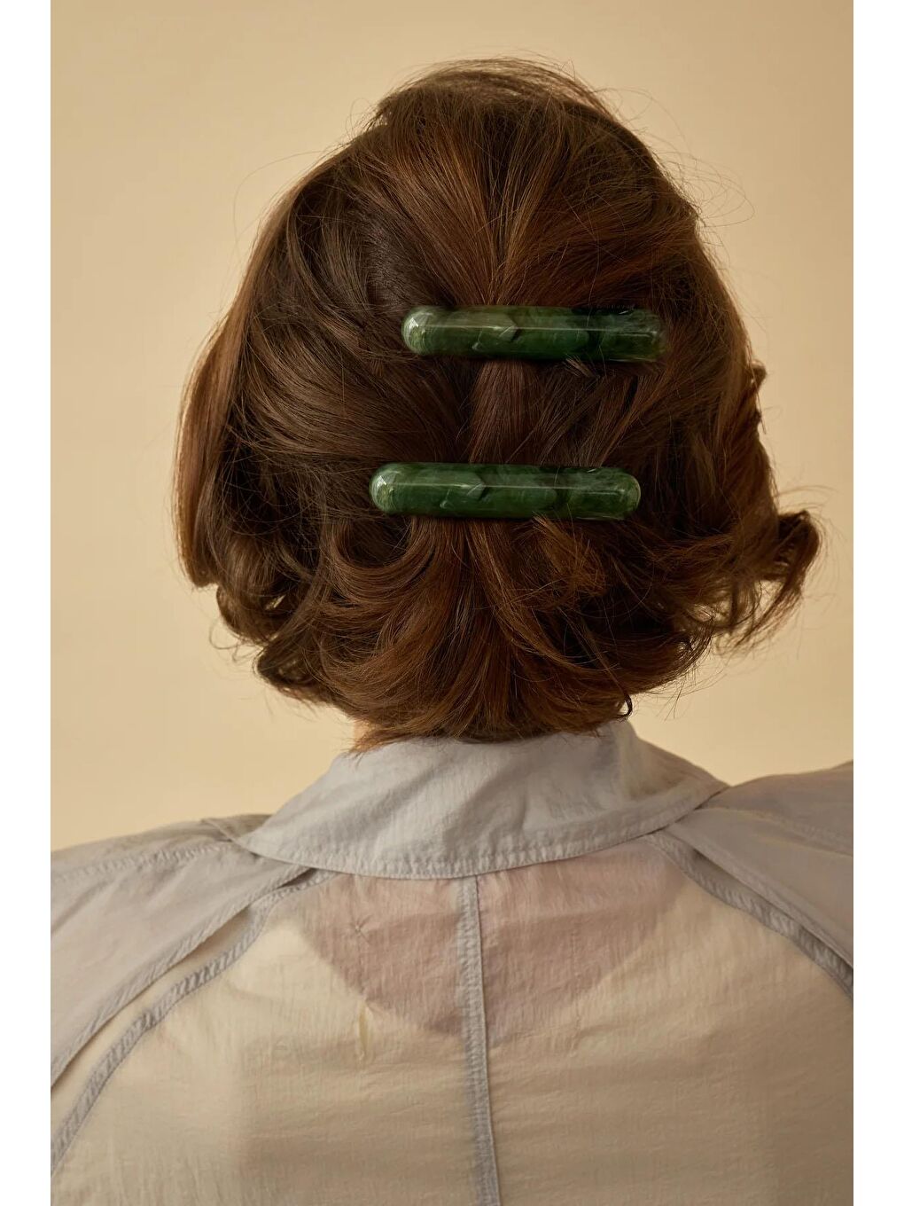 Yeşil Akrilik Uzun Bar Otomatik Toka-1