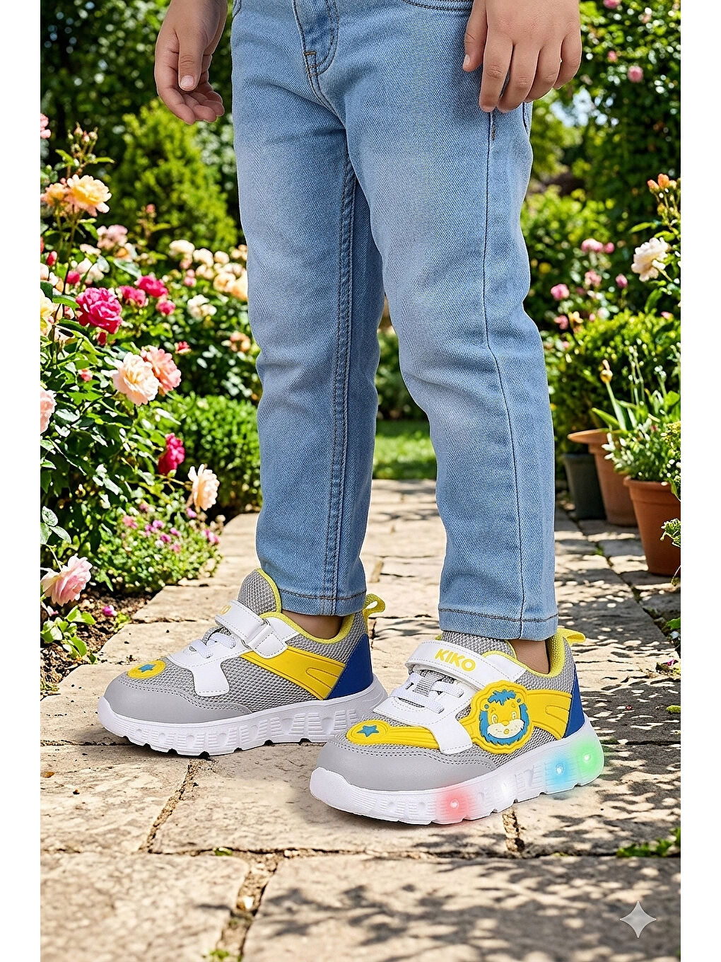 Gri Puff Cırtlı Işıklı Faylon Taban Erkek Çocuk Spor Ayakkabı-2