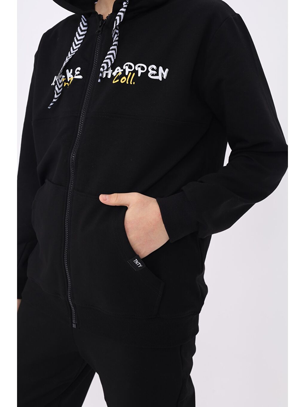 Siyah Erkek Çocuk Baskılı Eşofman Takım-1