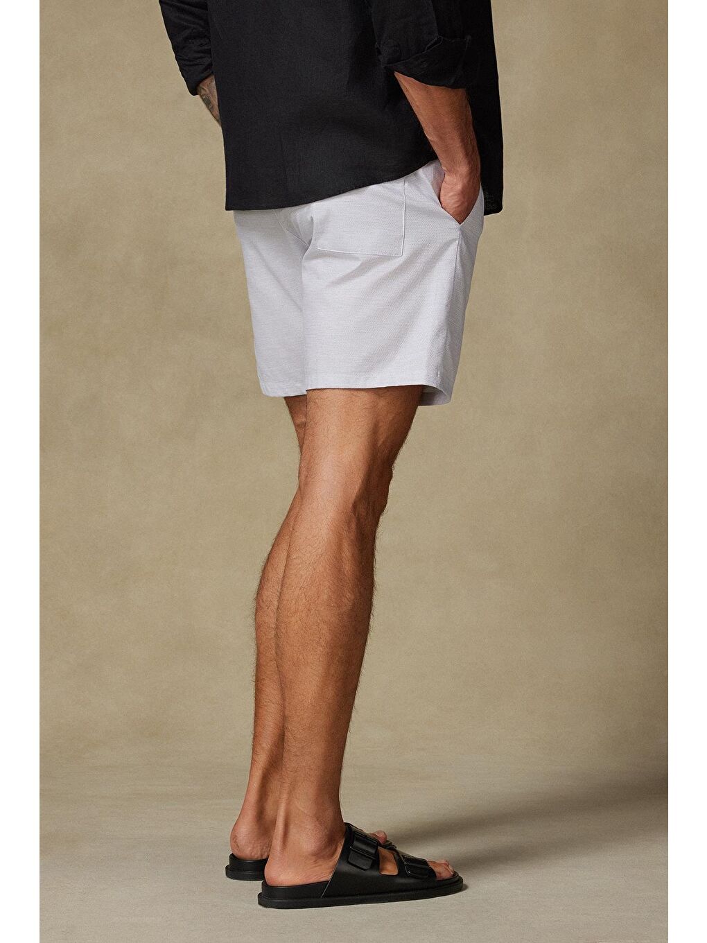 Sky Armür Pamuk Karışımlı Comfort Fit Gri Erkek Kareli Şort-3