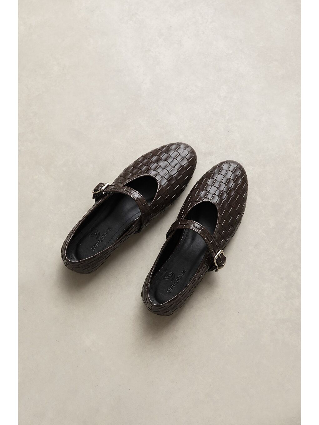 Kahverengi Jun Kadın Örgü Detay Deri Babet Kahve-1