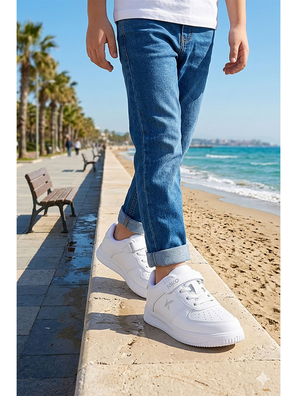 Beyaz Trick Cırtlı Faylon Taban Erkek Çocuk Spor Ayakkabı-2