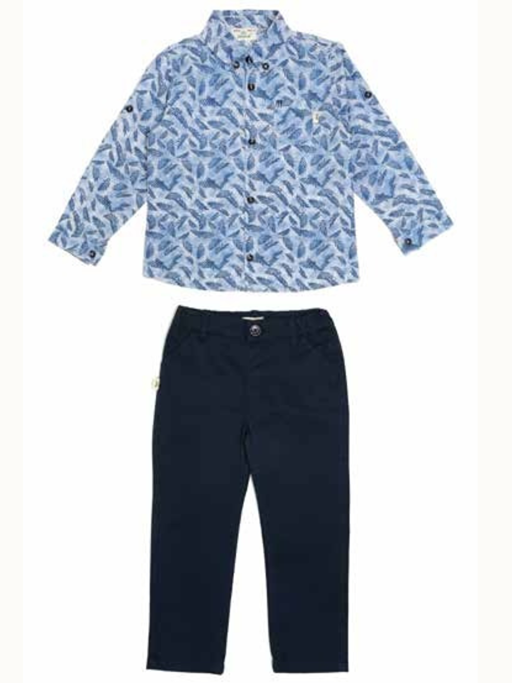 Lacivert Gömlek & Gabardin Pantolon Takım Erkek Çocuk Mavi-1