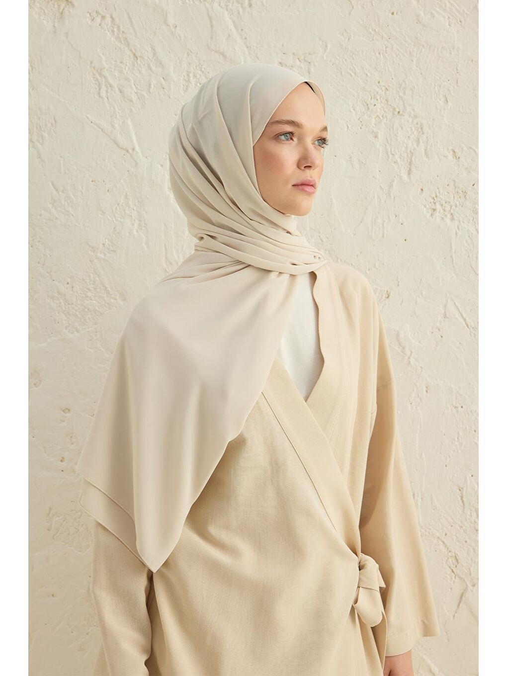 Bej Daily Krep Şal Koyu Krem-1
