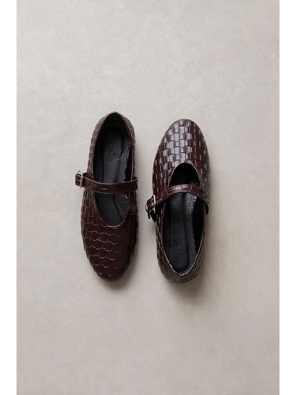 Jun Kadın Örgü Detay Deri Babet Bordo