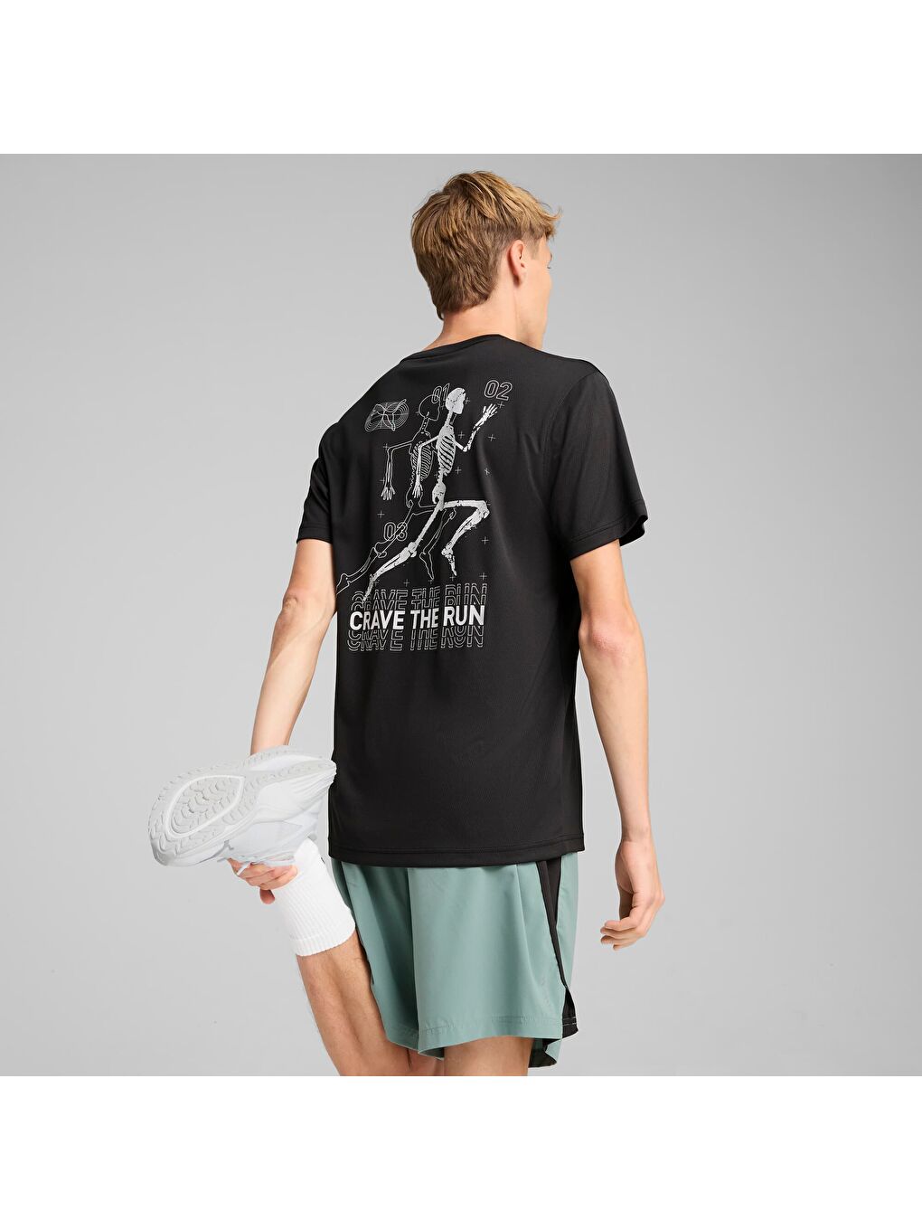 Siyah GRAPHICS Skeleton Erkek Koşu Tişörtü-3