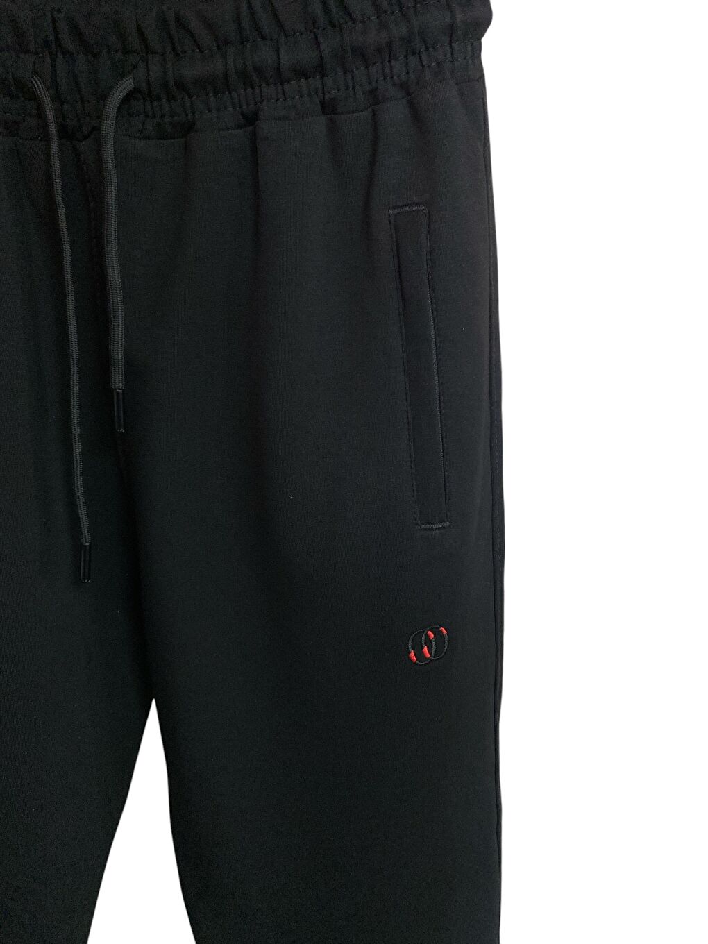 Siyah Erkek Pamuklu Fermuarlı Cepli Yüksek Kalite Rahat Manşetli Eşofman Altı-3