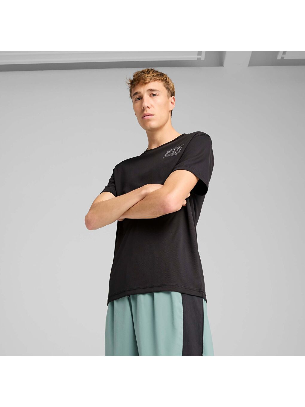 Siyah GRAPHICS Skeleton Erkek Koşu Tişörtü-4