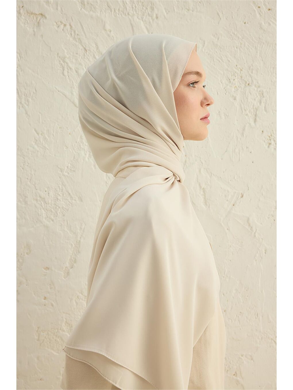 Bej Daily Krep Şal Koyu Krem-4