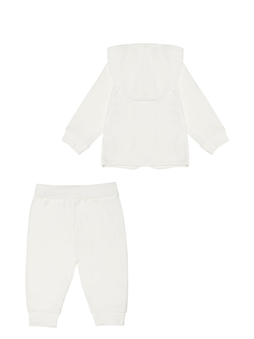 Beyaz Unisex Bebek Kadife Takım-1