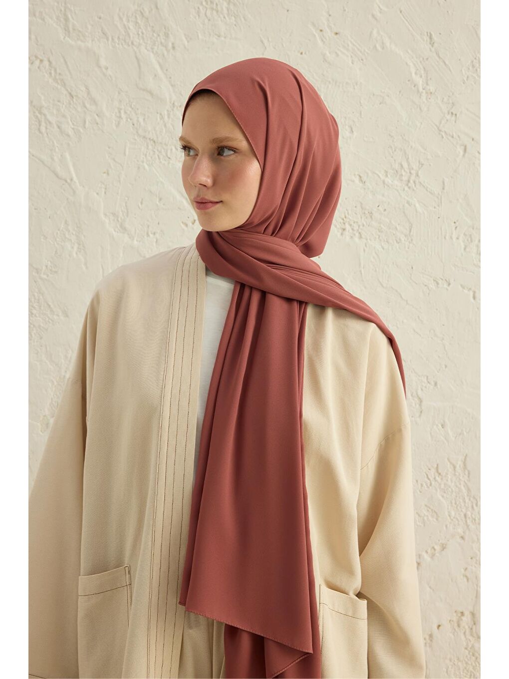 Kırmızı Daily Krep Şal Soğan Kabuğu