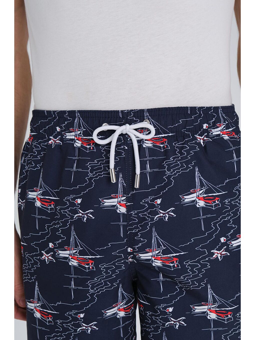 Desenli Lacivert Kısa Erkek Havuz Ve Deniz Şortu 2430-3