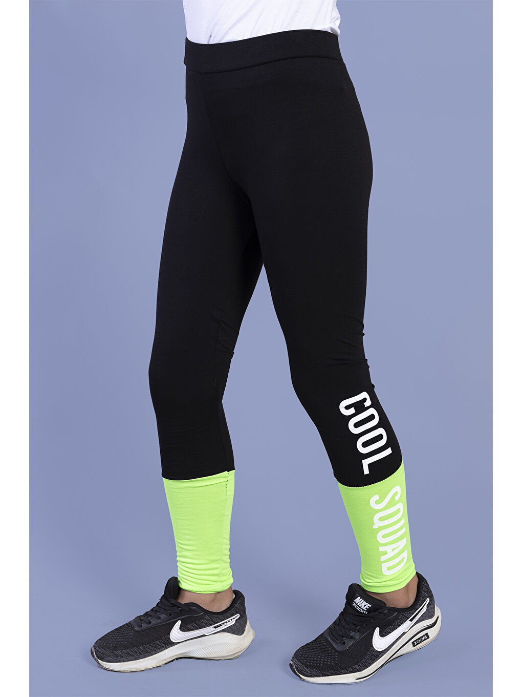 Yeşil Kız Çocuk Garni Detaylı Baskılı Tayt