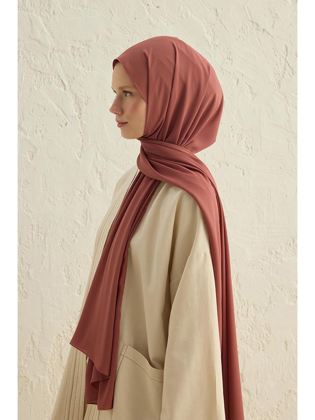 Kırmızı Daily Krep Şal Soğan Kabuğu-3