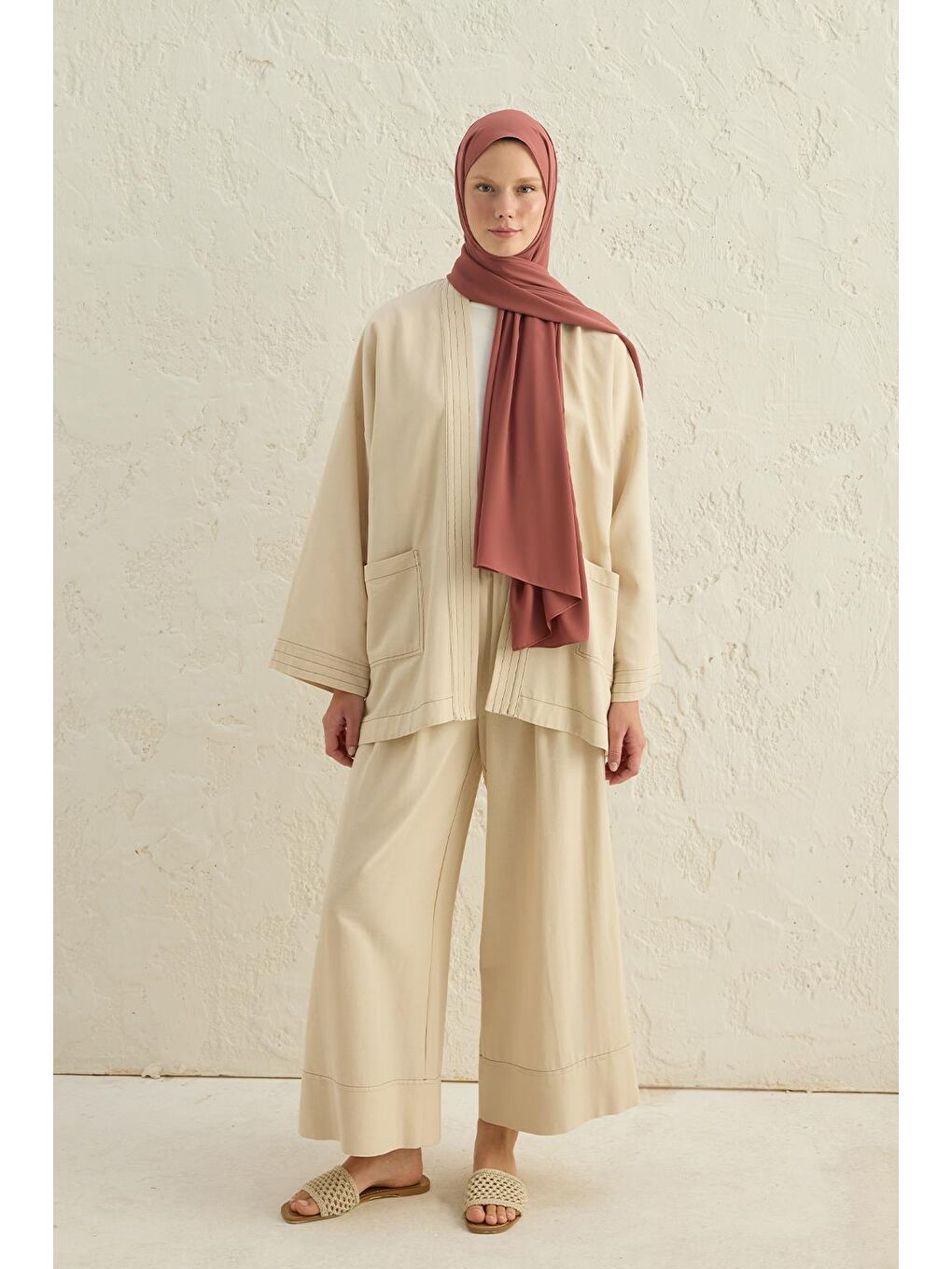 Kırmızı Daily Krep Şal Soğan Kabuğu-4