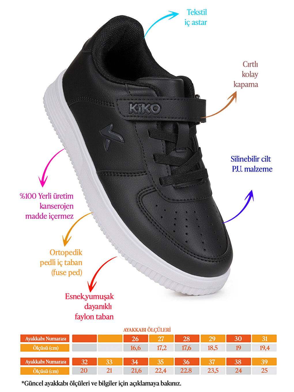 Siyah Trick Cırtlı Faylon Taban Kız Çocuk Spor Ayakkabı-1