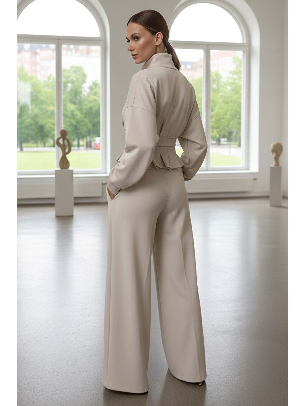 Ekru Gipeli Modal İkili Takım Krem - 28093-KREM-2