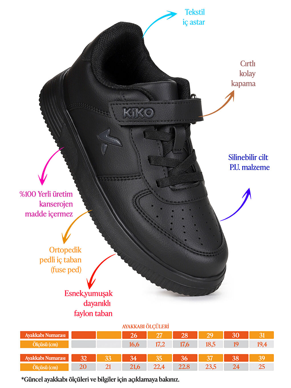 Siyah Trick Cırtlı Faylon Taban Kız Çocuk Spor Ayakkabı-1