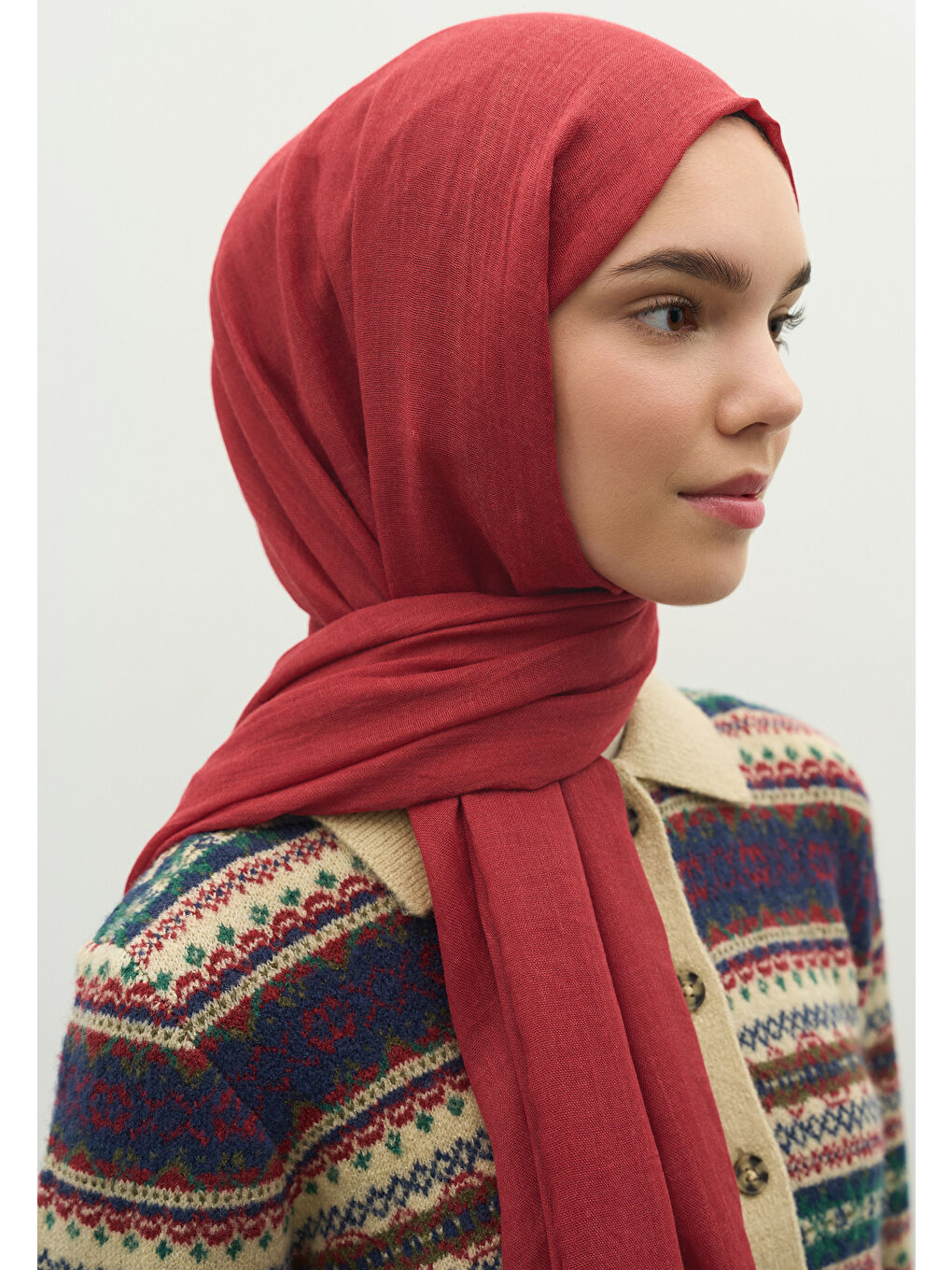 Kaşmir Dokulu Şal Kırmızı-2