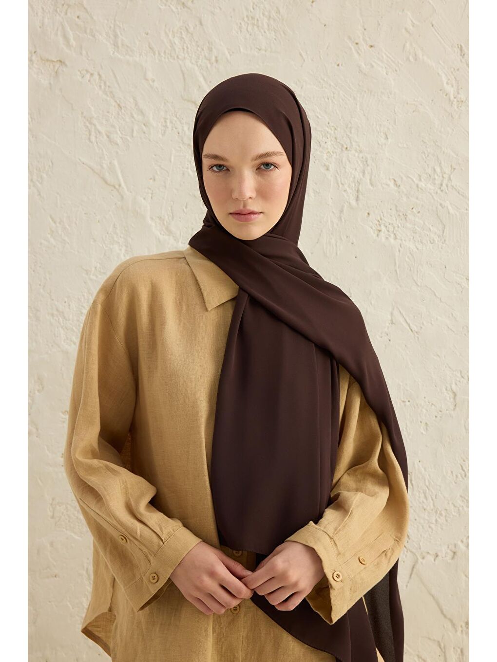 Kahverengi Daily Krep Şal Acı Kahve